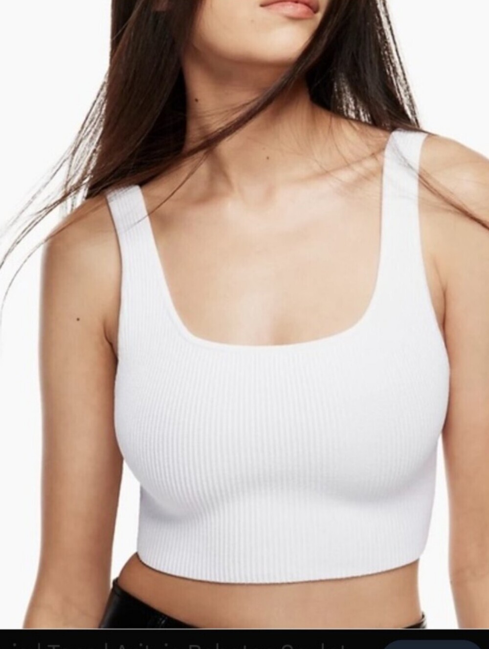 Aritzia Babaton Sculpt Knit Squareneck Cropped Tank Size XL in White